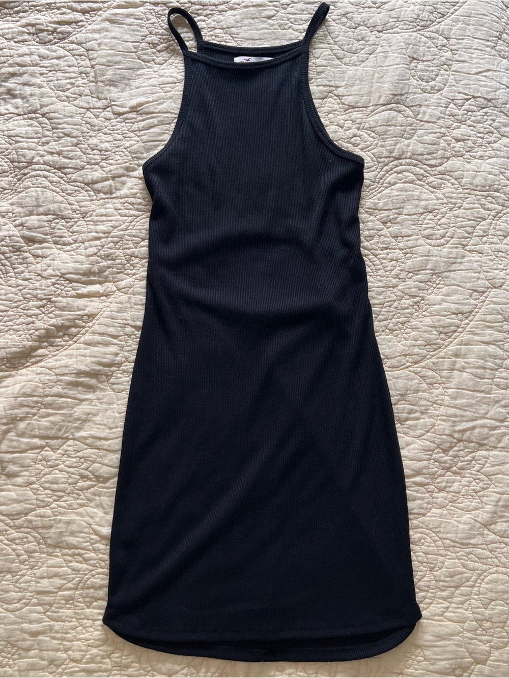 Hollister Black Ribbed Halter Mini Dress
